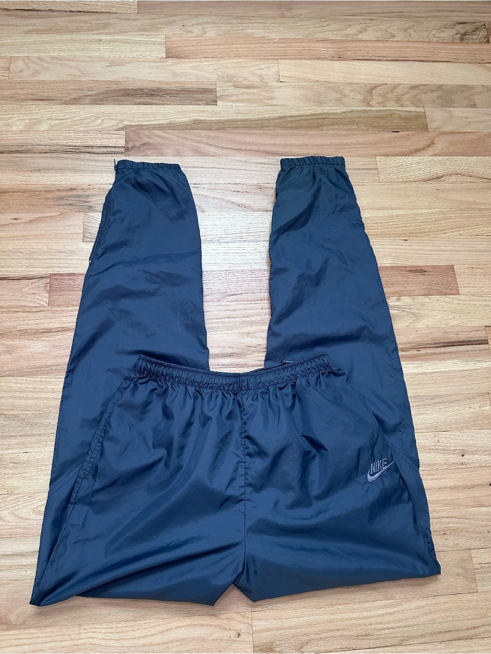 Vintage 90s Nike Nylon Track Pants Gray Silver Tag Youth XL Fits Women’s Small